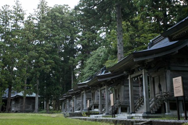 A lineup of smaller shrines at Mount Haguro. (Annie Wu/Epoch Times)